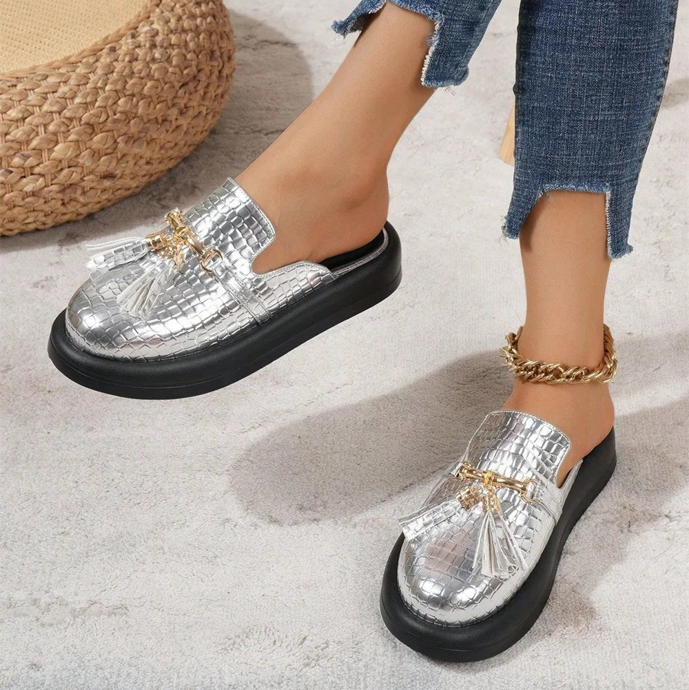 Bella Noir Platform Mules