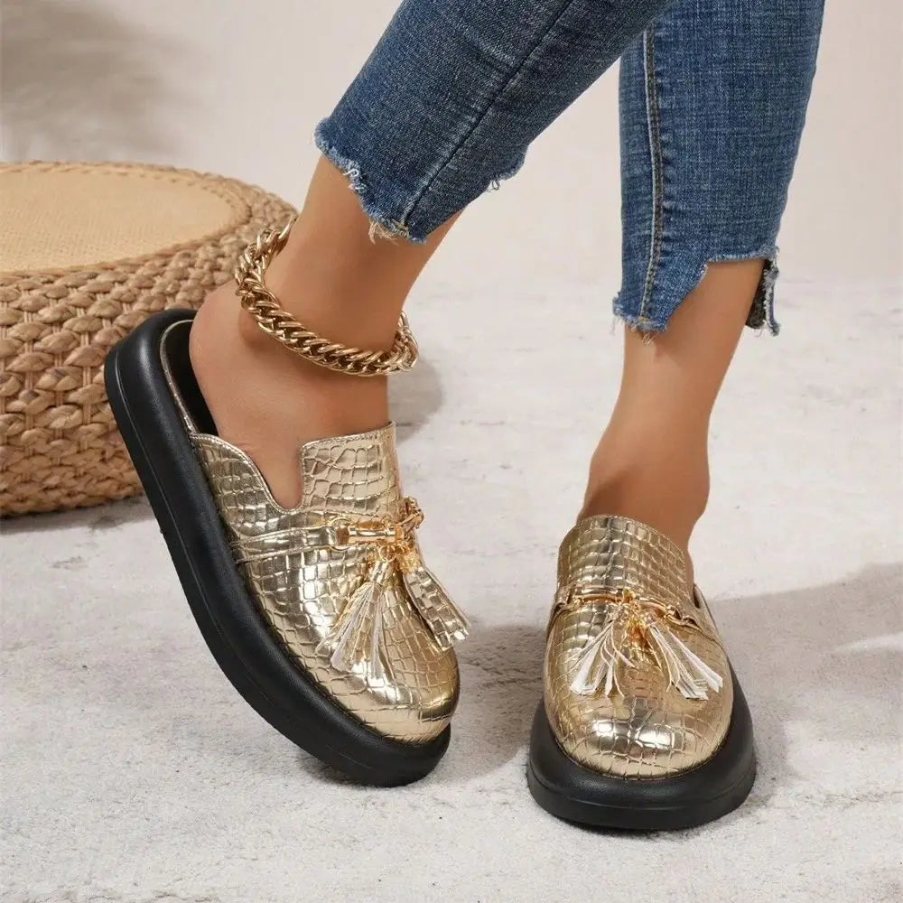 Bella Noir Platform Mules