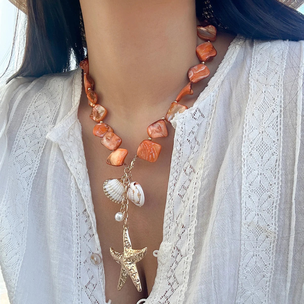 Coastal Shell Pendant Necklace