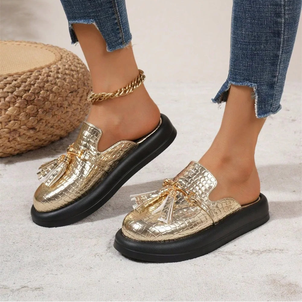 Bella Noir Platform Mules