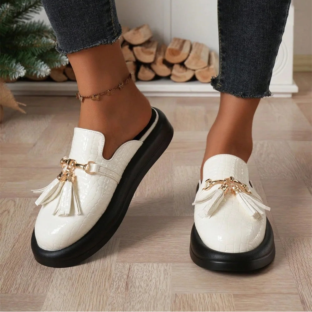Bella Noir Platform Mules