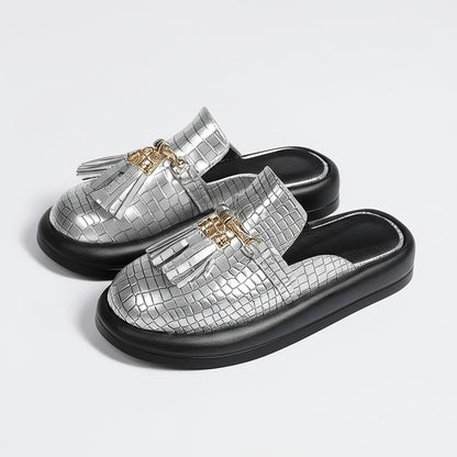 Bella Noir Platform Mules