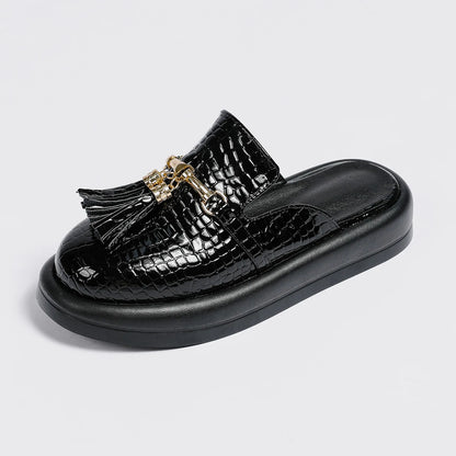 Bella Noir Platform Mules