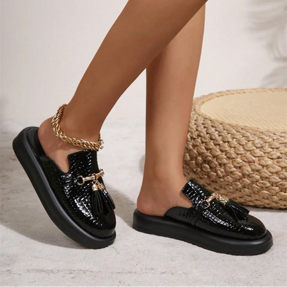 Bella Noir Platform Mules