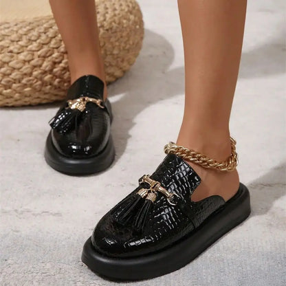 Bella Noir Platform Mules