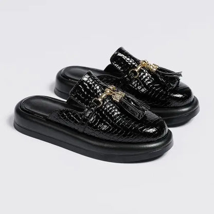 Bella Noir Platform Mules