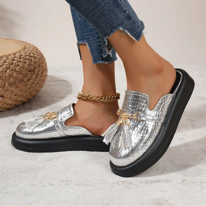 Bella Noir Platform Mules