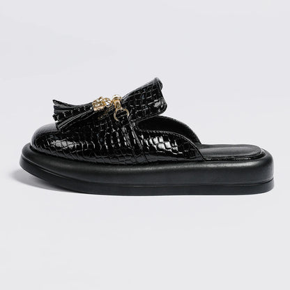 Bella Noir Platform Mules